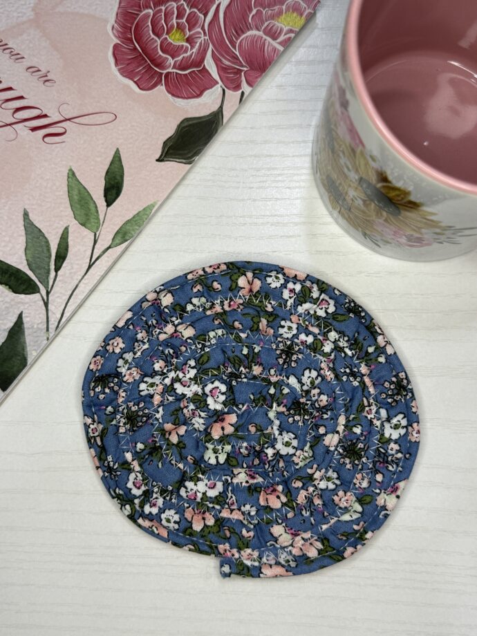 Blue Floral Fabric Coaster #5