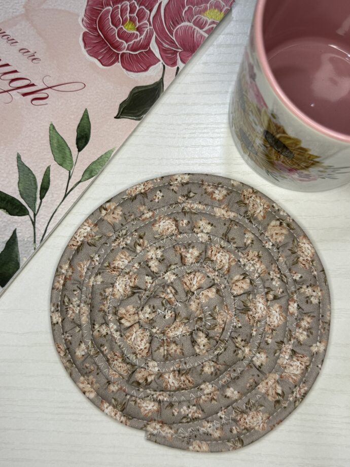 Gray Floral Fabric Coaster