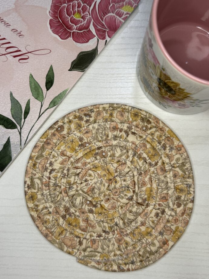Tan Floral Fabric Coaster