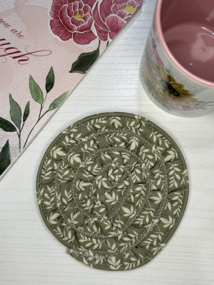 Green Floral Fabric Coaster #2