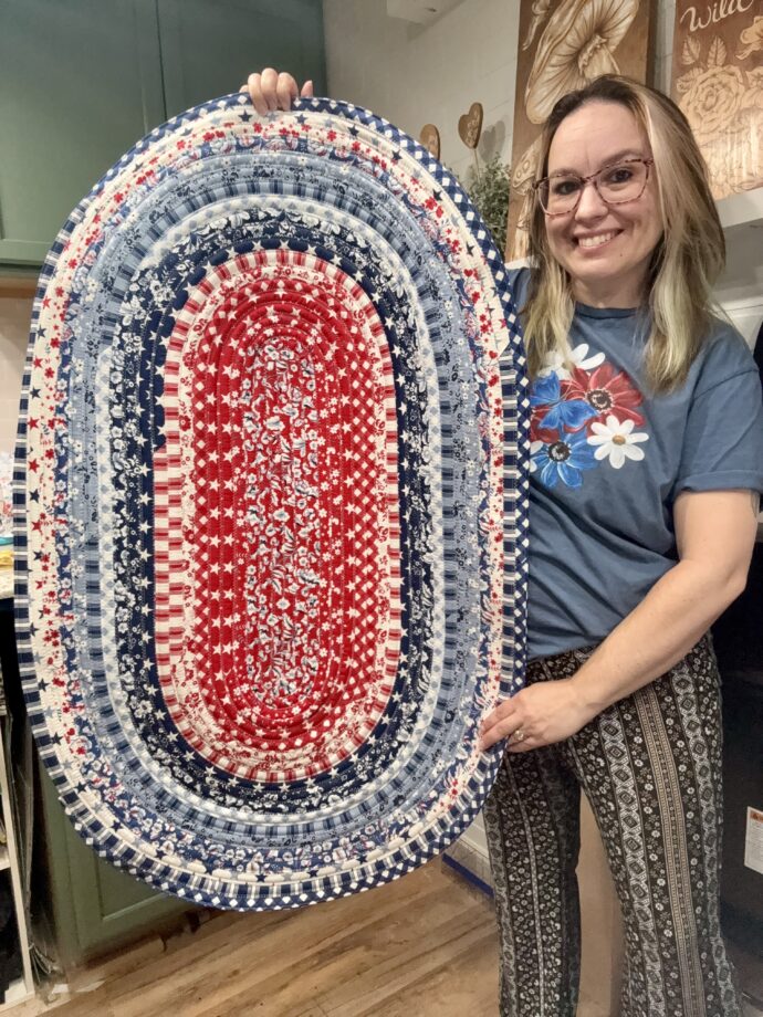 Red, White and Blue Oval Rug - Image 2
