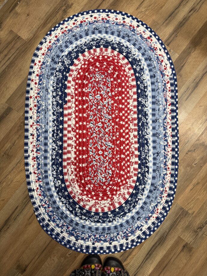Red, White and Blue Oval Rug