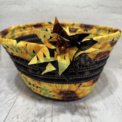Black and Yellow Sunflower Medium Fabric Bowl #1