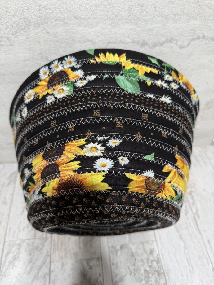 Black and Yellow Sunflower Medium Fabric Bowl #2 - Image 2