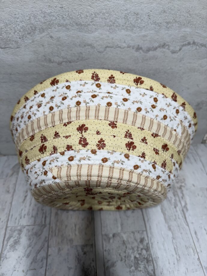 Yellow and White Medium Fabric Bowl - Image 3
