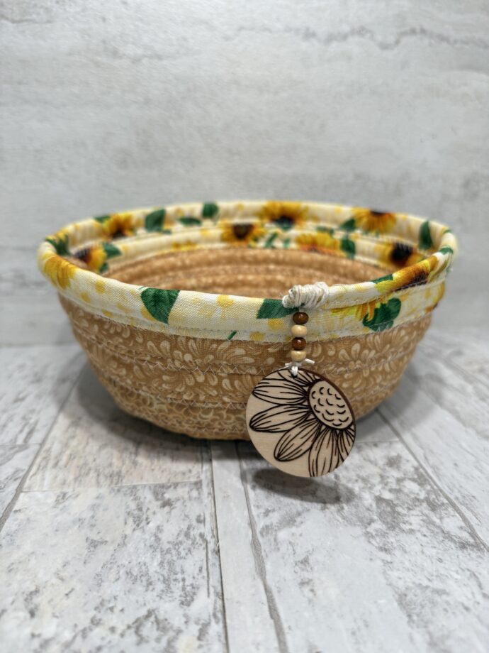 Yellow Sunflowers and Charm Small Fabric Bowl