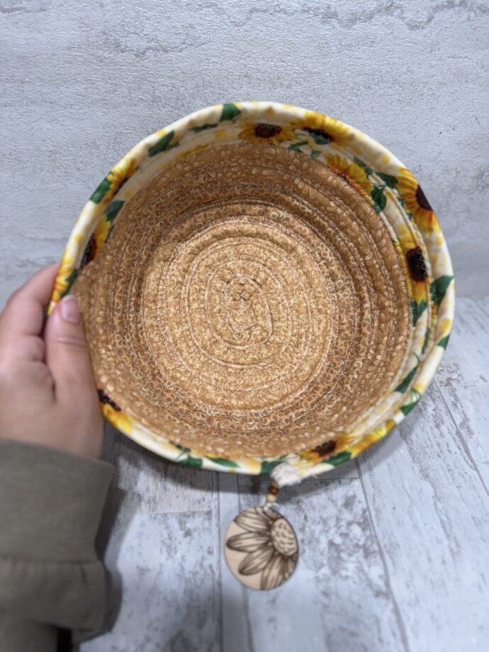 Yellow Sunflowers and Charm Small Fabric Bowl - Image 2