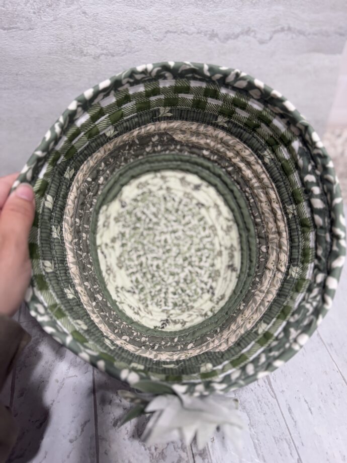 Green Medium Fabric Bowl #2 - Image 2