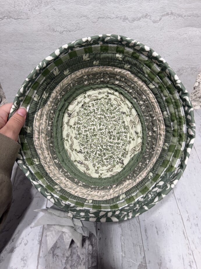 Green Medium Fabric Bowl #1 - Image 2