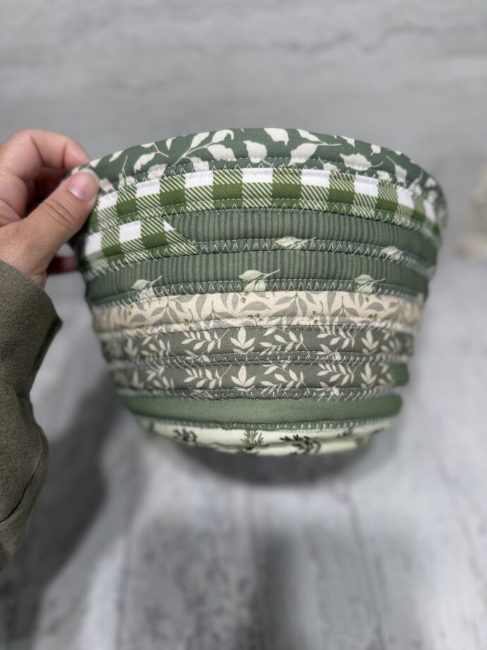 Green Medium Fabric Bowl #1 - Image 3