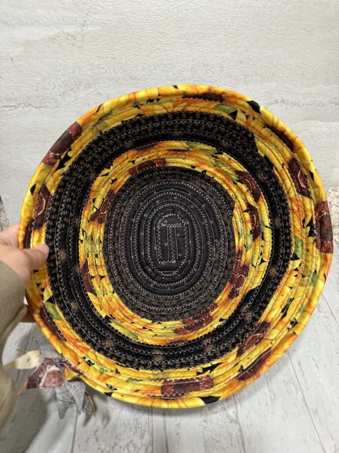 Black and Yellow Sunflower Medium Fabric Bowl #1 - Image 3