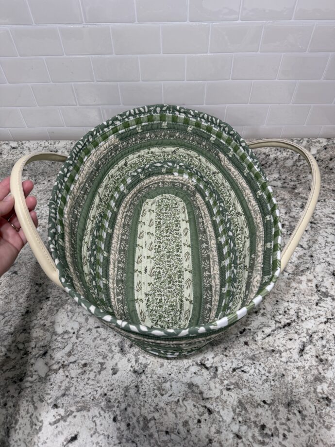 Green Large Fabric Basket with Handles - Image 3