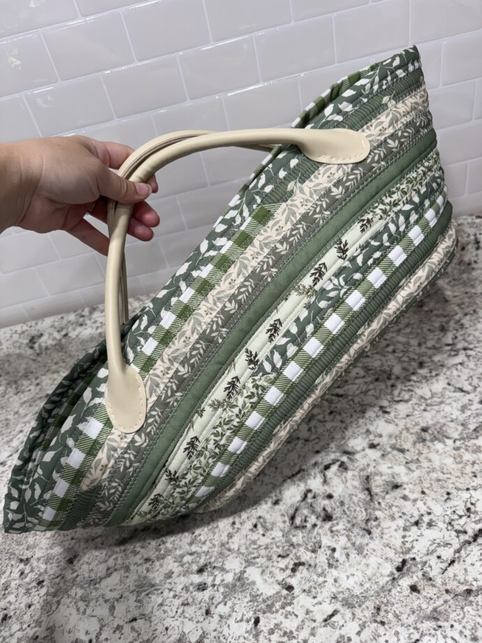 Green Large Fabric Basket with Handles