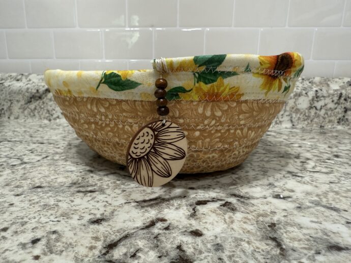 Yellow Sunflowers and Charm Small Fabric Bowl #2