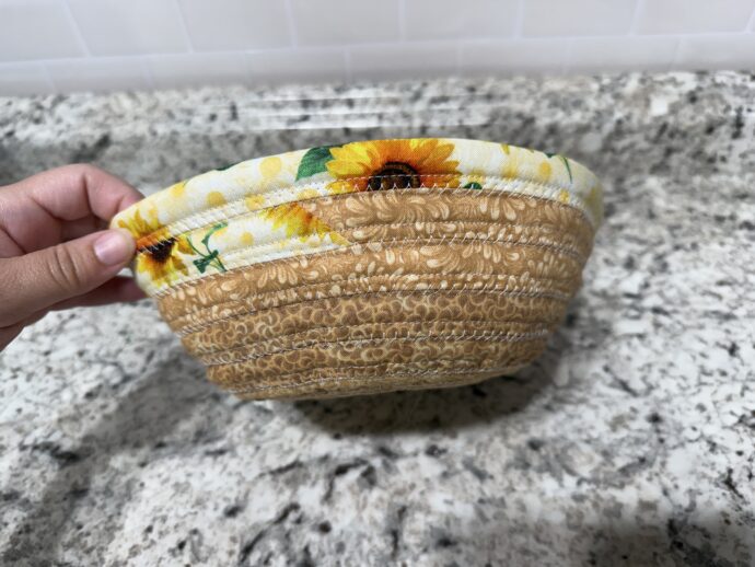 Yellow Sunflowers and Charm Small Fabric Bowl #2 - Image 3