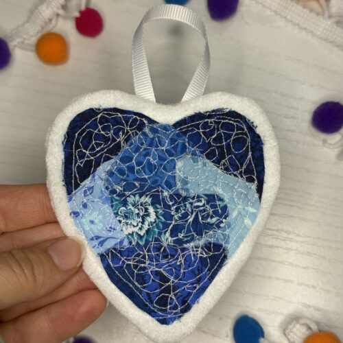 Blue Heart Fabric Ornament #5