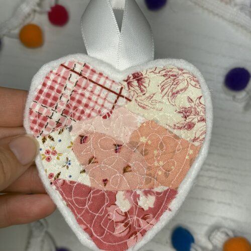 Pink Heart Fabric Ornament #1