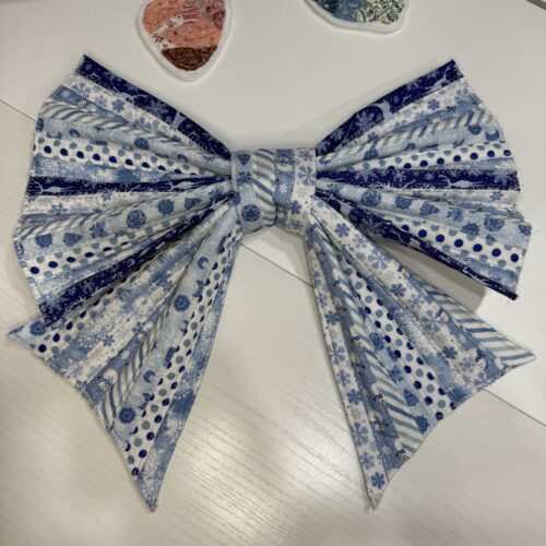 Winter Blues Small Fabric Bow