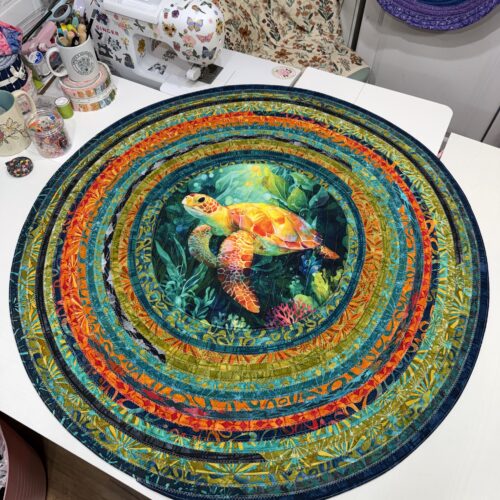 Colorful Turtle Quilted Center Rug