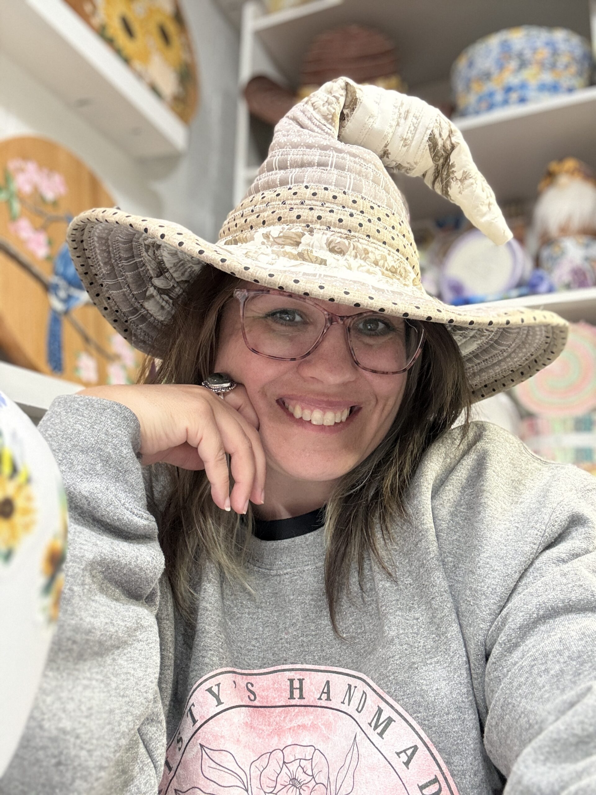 White and Gray Witchy Hat - Image 4