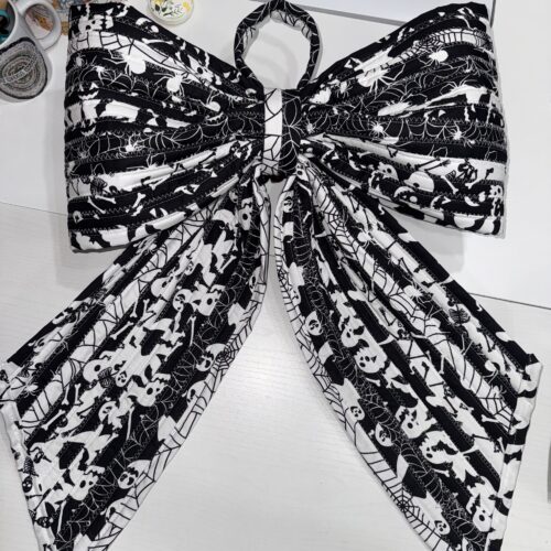Black and White Giant Fabric Bow