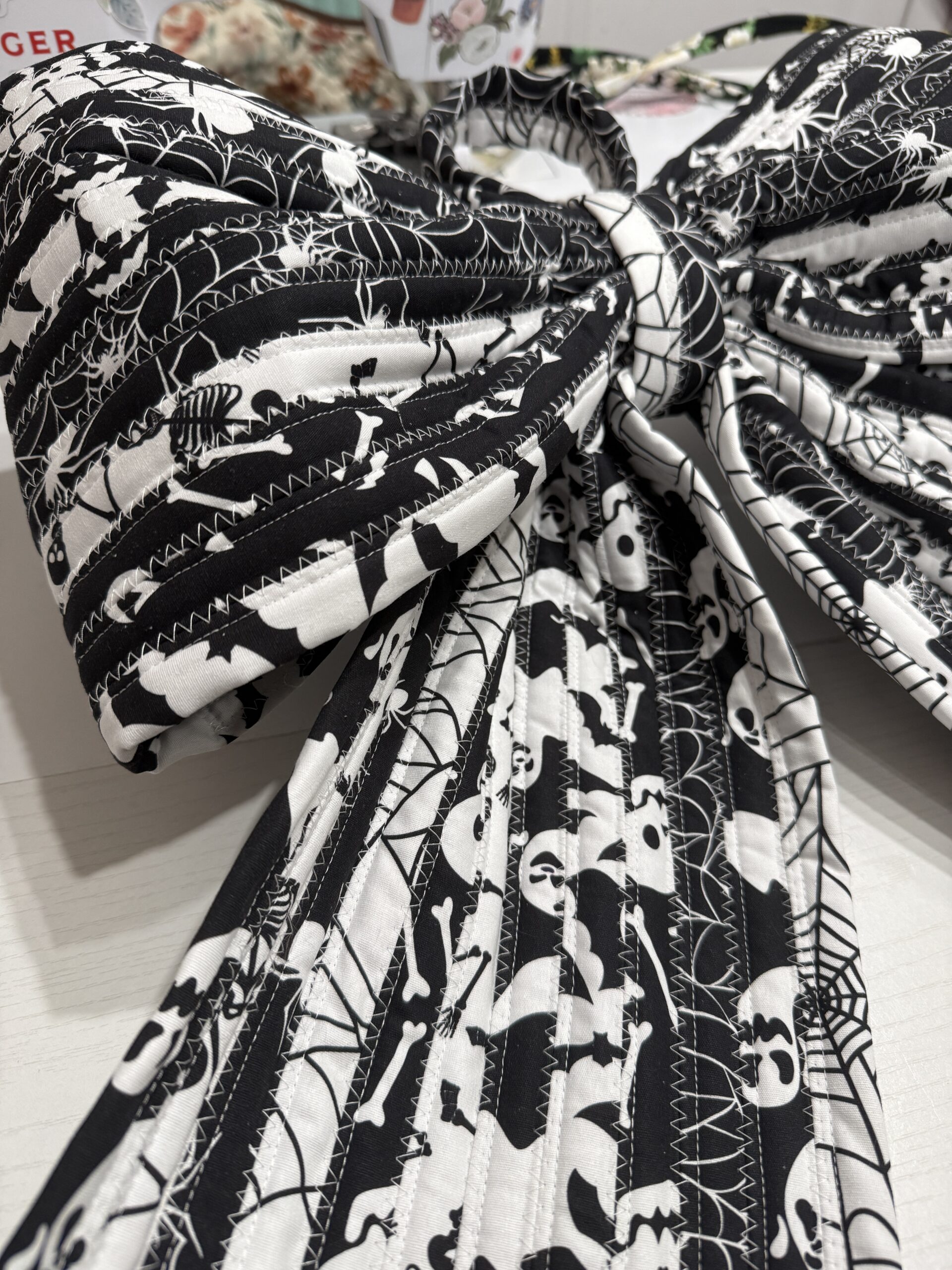 Black and White Giant Fabric Bow - Image 3