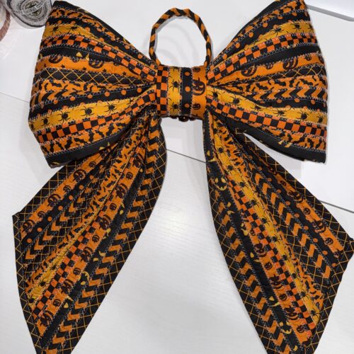 Orange and Black Giant Fabric Bow