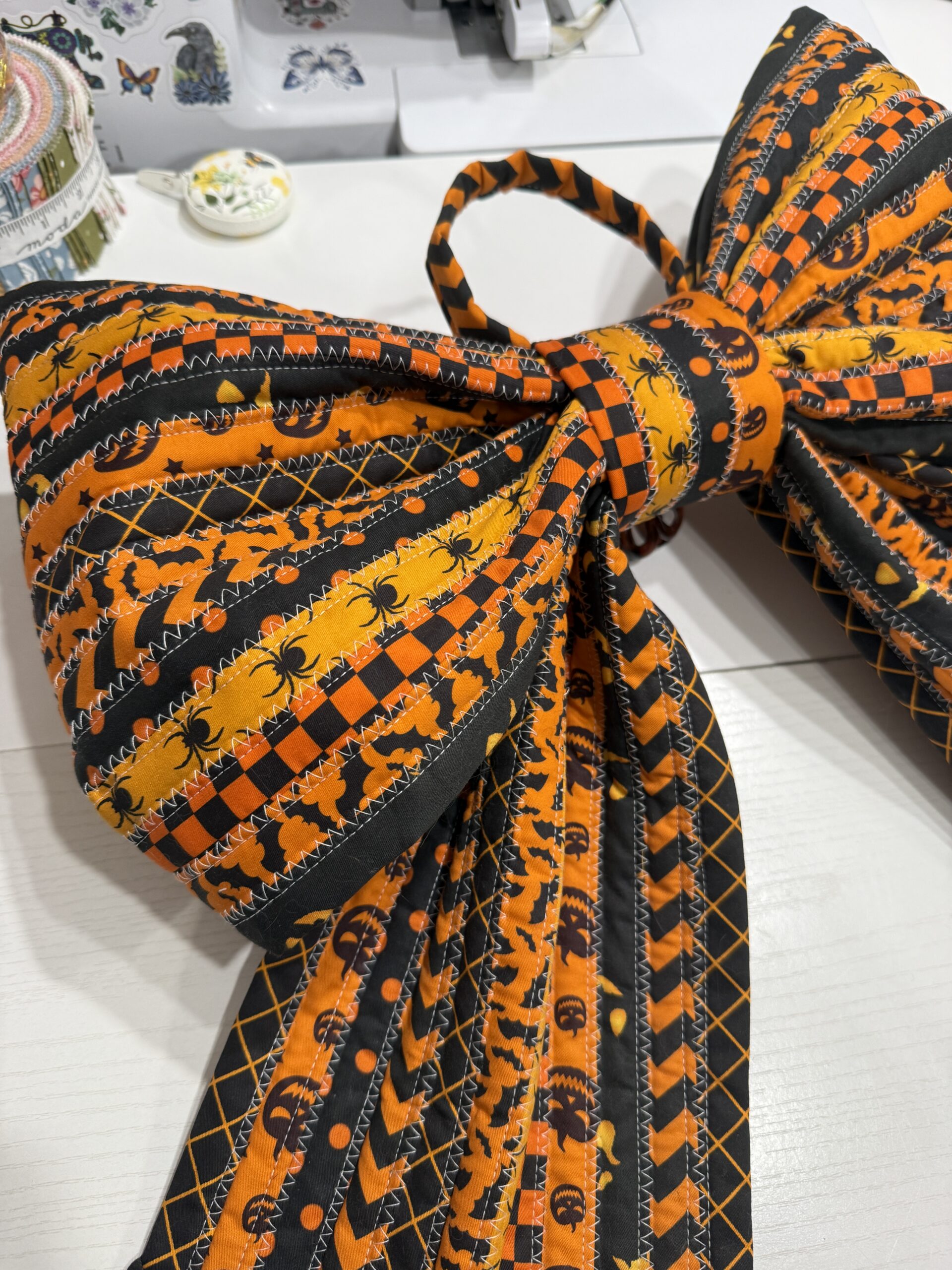 Orange and Black Giant Fabric Bow - Image 2