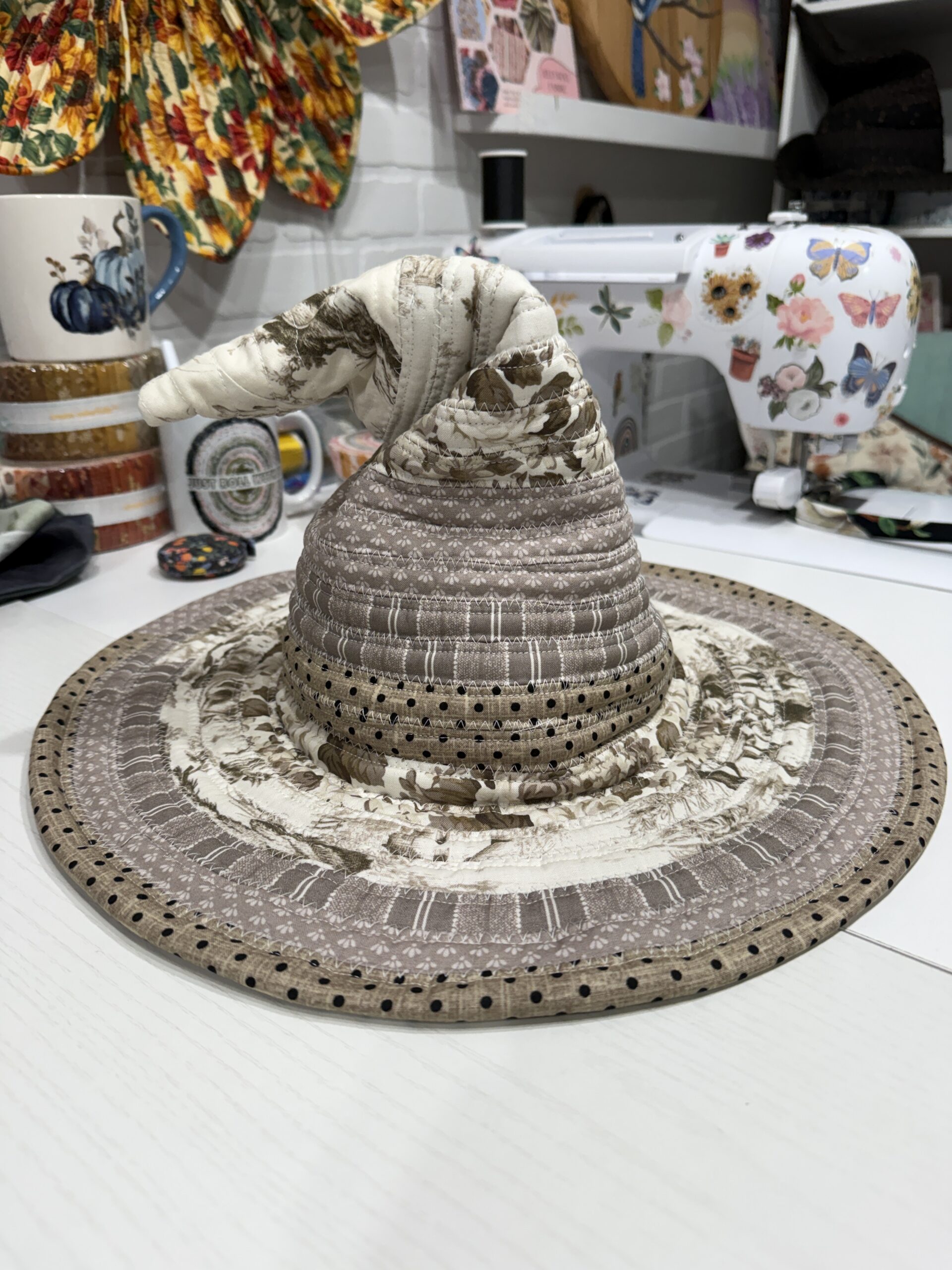 White and Gray Witchy Hat